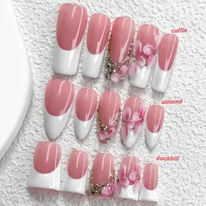 Live | CuraTique | Pink Frill 10PCS Handmade Press On Nails REUSABLE 3D Gel Spring 2026 / Light Luxury、Lovely、Gorgeous