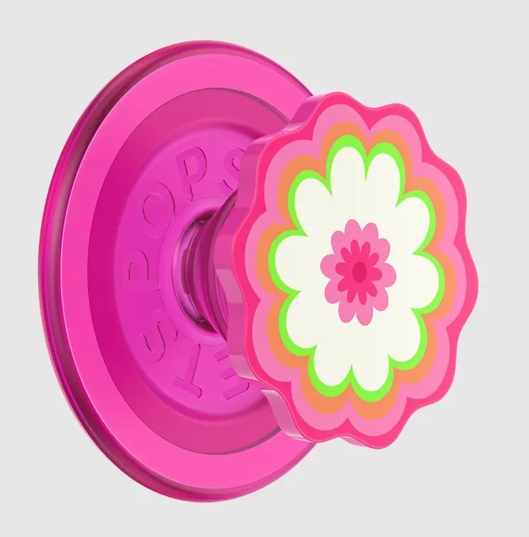 PopSockets MagSafe PopGrip Accessory - Molded Cell Phone Holder, Flower-Shape Kaleidoscope Design, Pink MagSafe Phone Stand for Mobile Devices, Cell Phone Holders