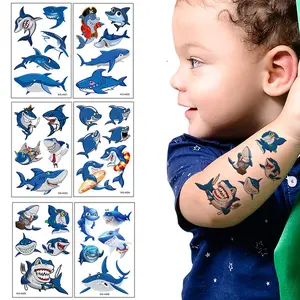 Shark Temporary Tattoos 8 Sheets Shark Tattoo Body Stickers for Ocean Sea Shark Themed Baby Shower Birthday Decors Party Favors