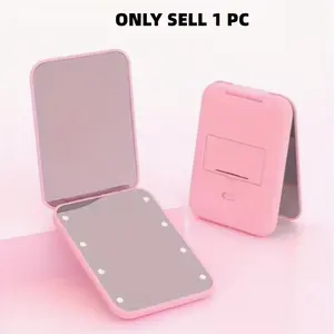 Compact Travel Makeup Mirror with LED Light, Pocket-Sized, Dual-Sided, Portable, Foldable, Handheld, Perfect Gift for Valentine's Day and Mother's Day