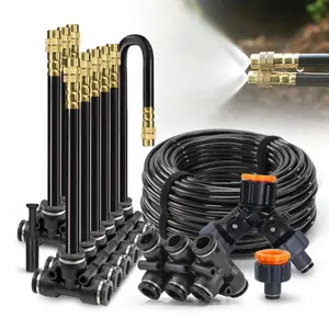 30 20m Free Bending Universal Sprayer Kit | 5/8mm Hose, Patio Misting Cooling System, Garden Plant Fogging Watering Irrigation, Plastic Material, Universal Connector Thread