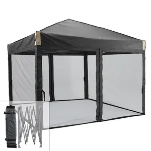 Aoodor Pop Up Canopy Tent with Removable Mesh Sidewalls, Portable Instant Outdoor Shade Canopy with Roller Bag