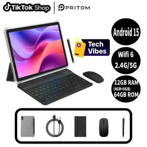 [Techvibes]PRITOM 2026 Android 15 Tablet 12GB(4+8)RAM 64GB ROM With Bluetooth Audio Dual Cameras 2-in-1 Detachable Keyboard Set 10.1-inch Screen Perfect Valentine’s Gift & Back-to-School Gift