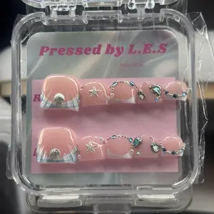 Pressed by L.E.S Mermaid Toesies Summer 2021 Collection - Pink Toe Nail Art with Seashell & Starfish Designs