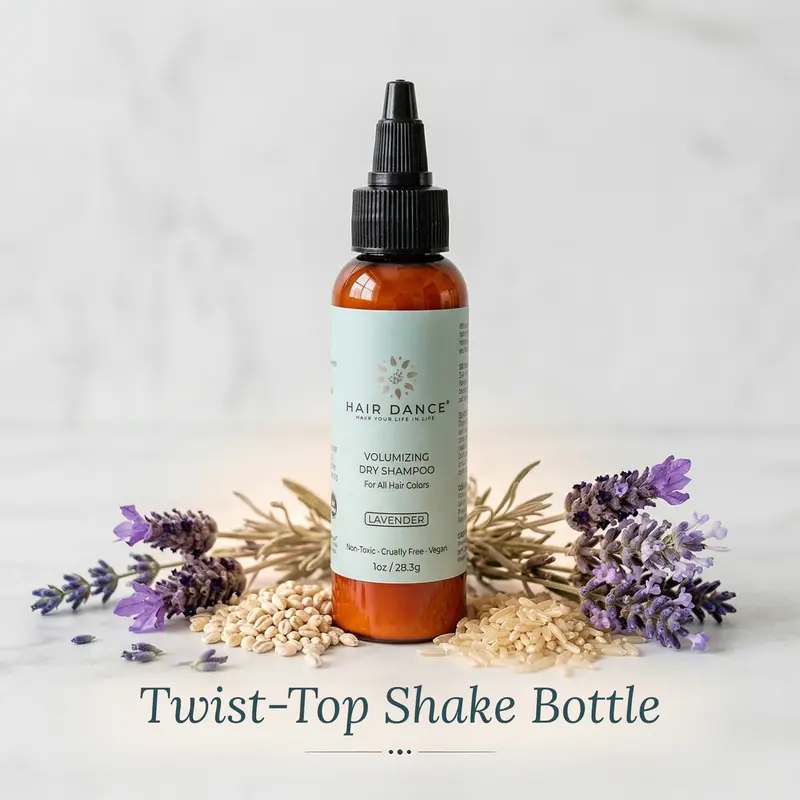 Dry Shampoo Powder in Lavender | Twist-Top Shake Applicator | Organic Ingedients | Lightweight & Volumizing  | 1 oz | Made in USA | Haircare