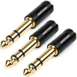 1/4''(6.35mm) Male to 1/8'' (3.5mm) Female Stereo Audio Jack Pure Copper Adapter For Headphone,Amp, 3 Pack-Black