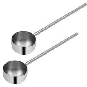 2pcs/set Multifunctional Sauce Spoons 304 Stainless Steel Seasoning Oil Spoon with Long Handle Sauce Scoop for Kitchen Baking (silvery)