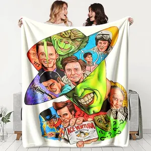Jim Carrey Classic Role Patchwork Flannel Blanket, Soft Lightweight Warm, 100% Fiber, Perfect for Bed Sofa Office Camping Travel Gift