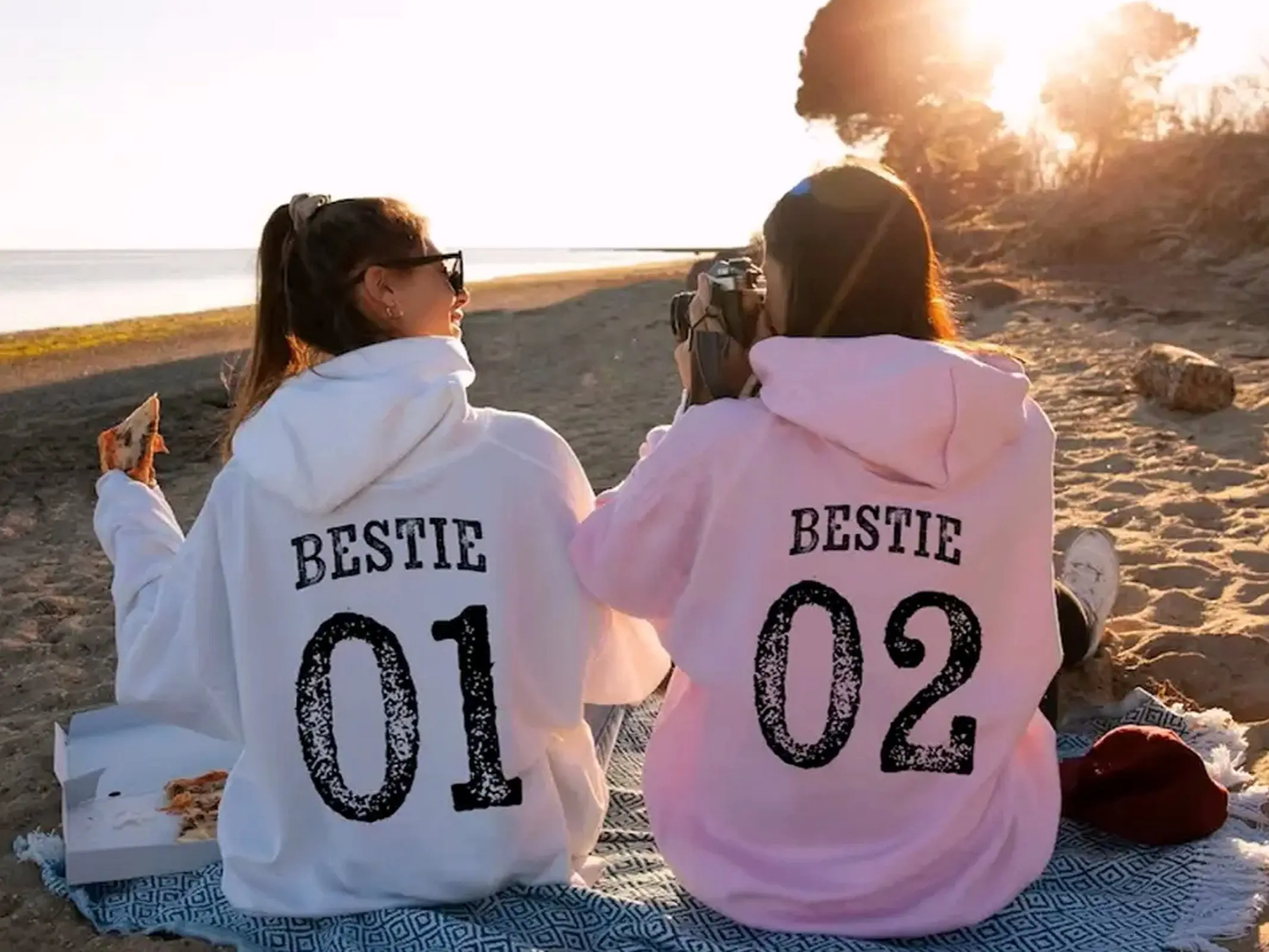 Women's BFF Matching Hoodies - Funny Coquette Pullover Sweatshirts with Ribbed Yarn Fabric & Pocket, Bestie Birthday Gifts for Girls, Fit, Casual, Seamless, Long Sleeve