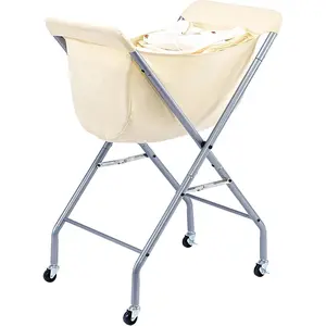 Laundry Cart with Wheels, 32"H Easy Rolling Laundry Hamper with Removable Liner Bag, Sturdy Frame Clothes Basket with 4 Casters and 2 Brakes