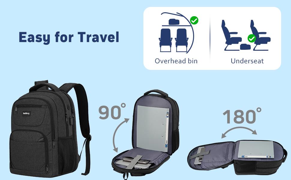 kadilong 15 Inch Laptop Backpack, Large Capacity Backpack with USB Charging Port & Headphone Jack, Water Resistant Multi-Compartment Bookbag for Teens, College Students, Working Adults, School, Work, Office, Business Trips, Travel & Daily Commute