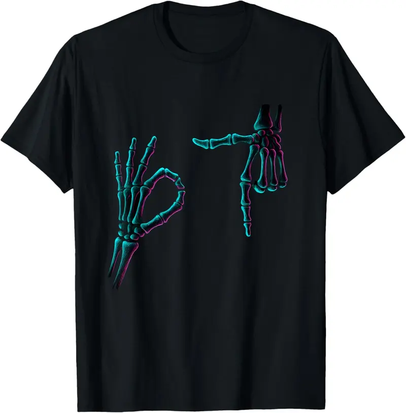 SKELETON HANDS チビTシャツ 100% Cotton Unisex Valentines Day Six Seven 6 7 Meme Hand Heart 67