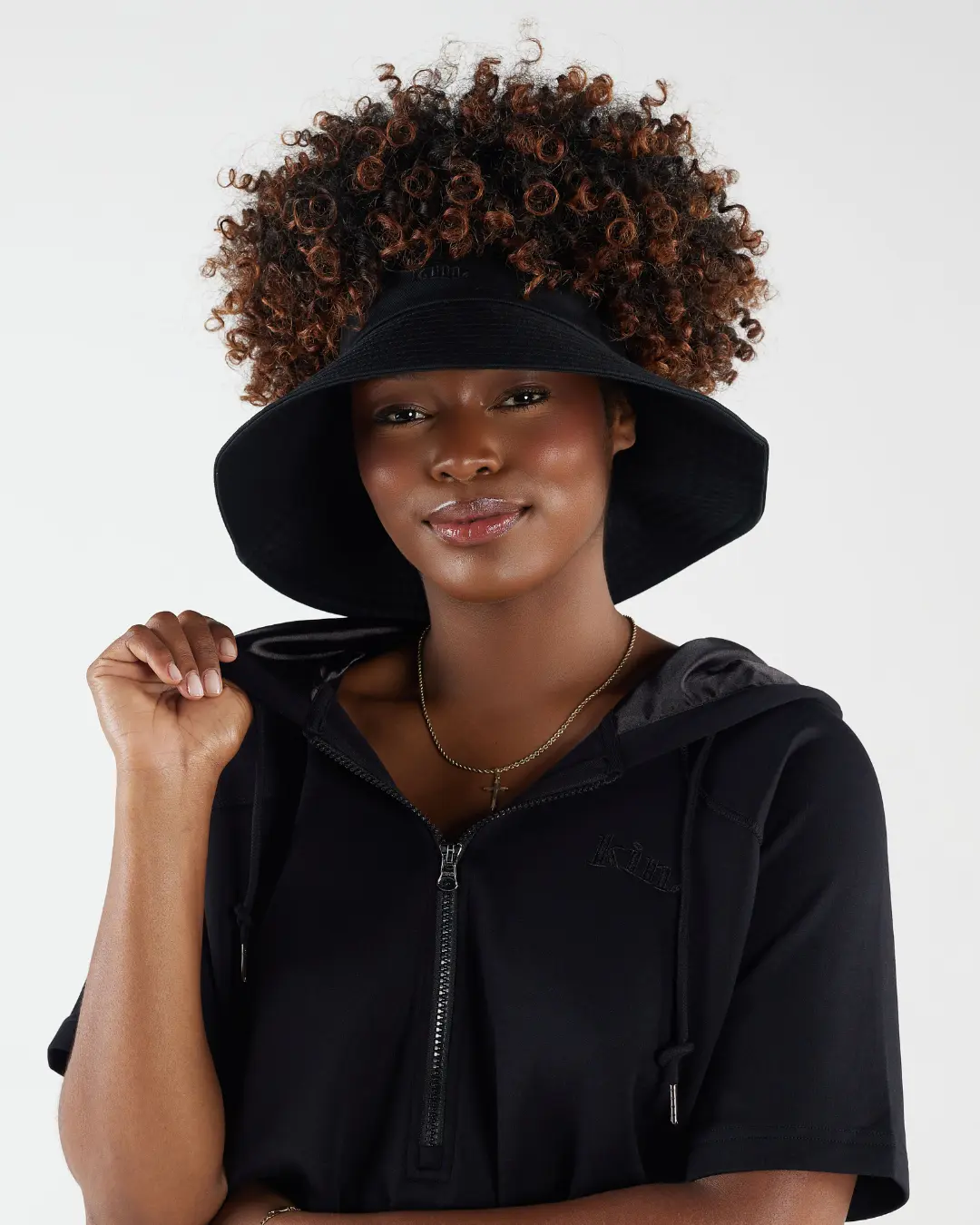 Black Satin Lined Wide Brim Sun Visor