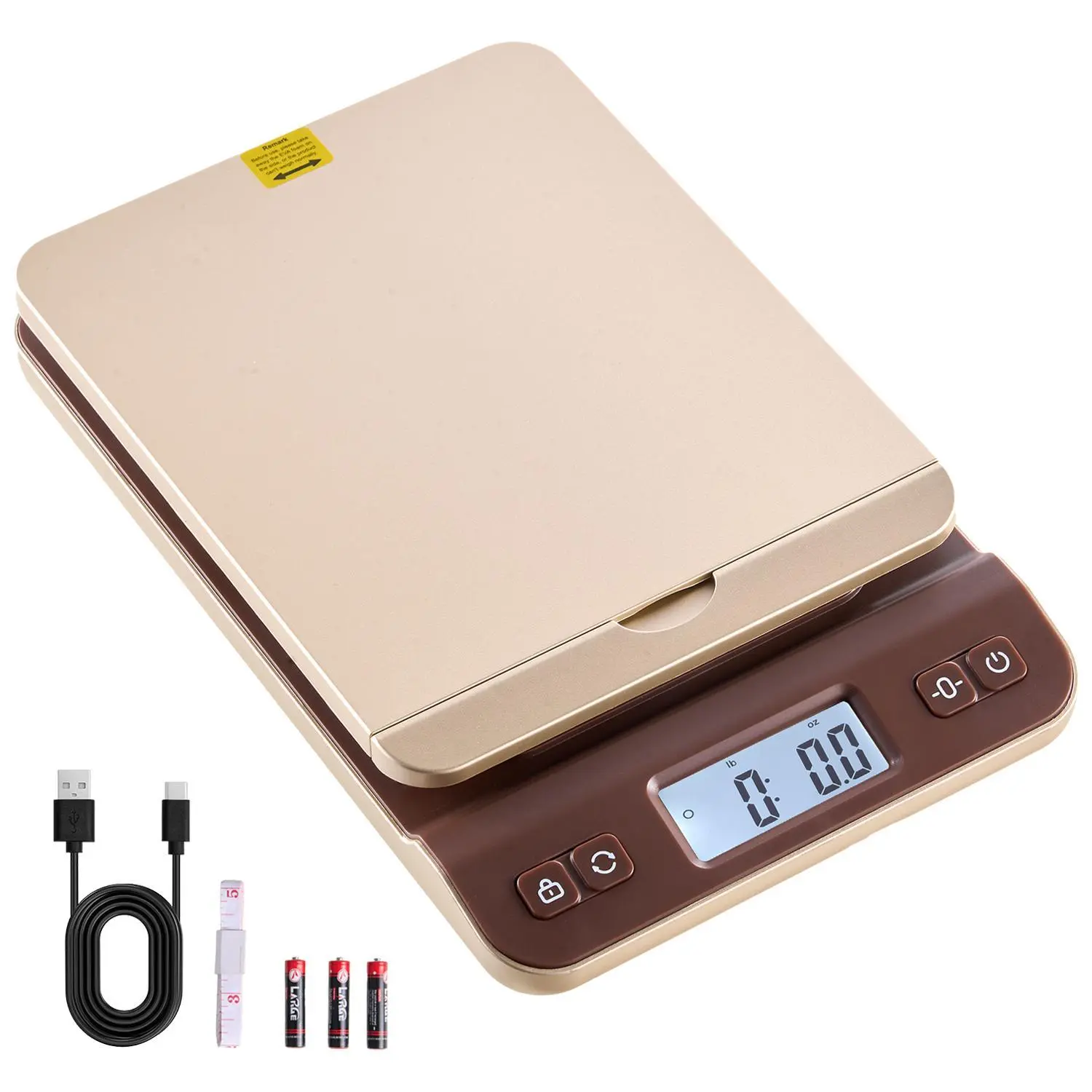 VEVOR Accurate Digital Weighing Scale, 0.1 oz Accuracy, 88 lbs Capacity, 2-in-1 Tare & Hold Functions, Auto-Off, Flip Holder Design, Easy Calibration, Battery Included, for Home, Office, Small Businesses, Warehouses, Supermarkets