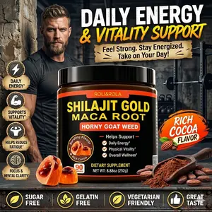 ROLI&ROLA Shilajit Maca Liquid-Filled Gummies, Sugar-Free Hot Cocoa Flavor, 90 Count, Natural Daily Vitality Health Supplement