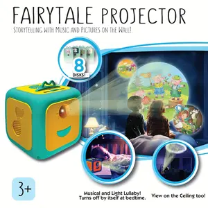 Kids' Educational Story Projector with Audio Storytelling, Educational Content, Music, Auto-Shut Off Night Light & Inflatable Globe, Suitable for Children Over 3 Yrs