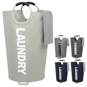 115L X Large Laundry Basket with Handle Light Gray Tall Collapsible Fabric Hamper College Dorm Bathroom Essential Portable Washing Bin Dirty Clothes Storage Large Basket Bin