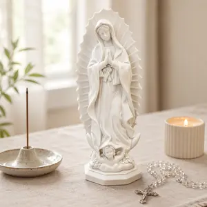 Elegant Resin Our Lady of Guadalupe Statue, Stylish Religious Home Decor - Ideal for Home Altar, Living Room Bookshelf