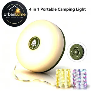 4-in-1 Rechargeable Solar Outdoor LED Camping Light - Waterproof, Multi-Lighting Modes, Quick Storage, Flashlight Function for Campers, Perfect for Camping & Backyard Use