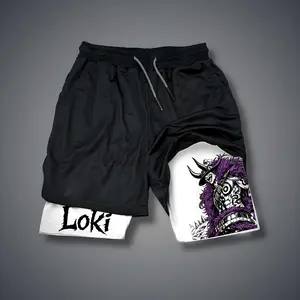 Anime Double-Layer Sports Shorts Graphic Shorts Black Shorts Camo Shorts Streetwear Shorts Men Outfits Men Short Shorts Vacation Outfits Shorts