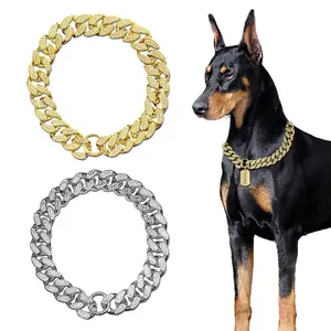 ✨   Bling Dog Collar & Cat Necklace |   Crystal-Studded Sparkle Design 💎   Lightweight ABS Plastic |   Small to XL Breeds (Bullies/Persians Friendly!) Gold Glam 🐶