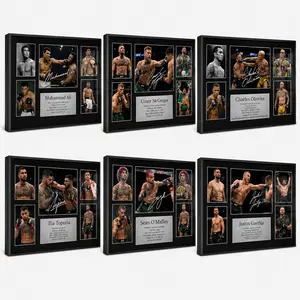 UFC & Boxing Legends Canvas Poster, Ali, McGregor, Oliveira, Ilia Topuria, O’Malley, Justin Gaethje Signed Style Prints, MMA Fighter Collection, Framed Sports Wall Art for Men’s Gym, Bedroom, Dorm, Man Cave Decor, Must-Have Gift for Fight Fans