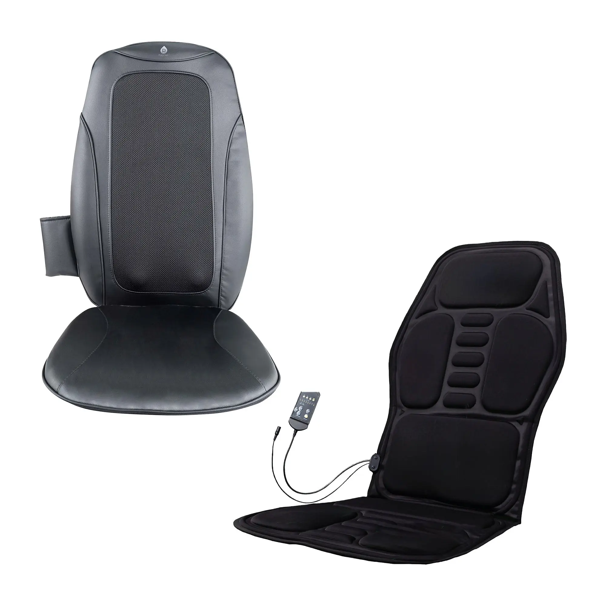 Pursonic Shiatsu Chair Massager with Heat & Vibration + Cushion Mat Bundle – Deep Muscle Relief for Home, Office, or Car