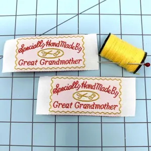 Specially Hand Made by Great Grandmother Woven Labels for Sewing, Quilting, Knitting, and Crocheting