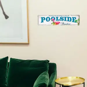 Outdoor Pool Decor Aluminum Sign Poolside Paradise Rustic Metal Signs Patio Bar Backyard Deck