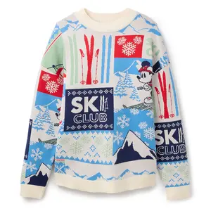 Disney Store Mickey Mouse Winter Scenic Pullover Knit Sweater for Adults