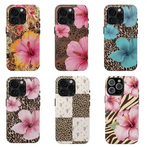 Tropical Hibiscus Flower & Animal Print Phone Case – Leopard, Zebra & Vintage Patchwork Patterns – Wild Jungle Vibe for iPhone 11–17 (Pro, Max, Plus) & Samsung Galaxy S22–S25 (Ultra, Plus)
