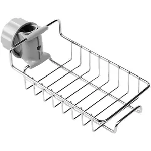 Home Kitchen Bathroom Storage Rack, Single Layer Stainless Steel Faucet Holder, Adjustable Sink Organizer, Soap Drain Basket, Sponge Stand, Drainage Rack