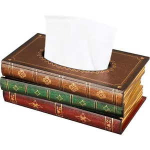 Vintage Realistic Book Paper Towel Holder, Home Living Room Bedroom Coffee Table Restaurant Napkin Box Decorative Fake Book Paper Towel Box Tissue Box