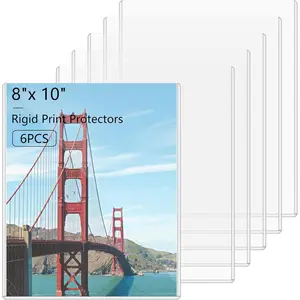6 count 8" x 10" Rigid Print Protectors Clear Hard Plastic Page Sheet Protectors Photo Holder Poster Plastic Sleeves for Arts, Prints, Autograph Pictures, Photographs, Birth Certificate Protector