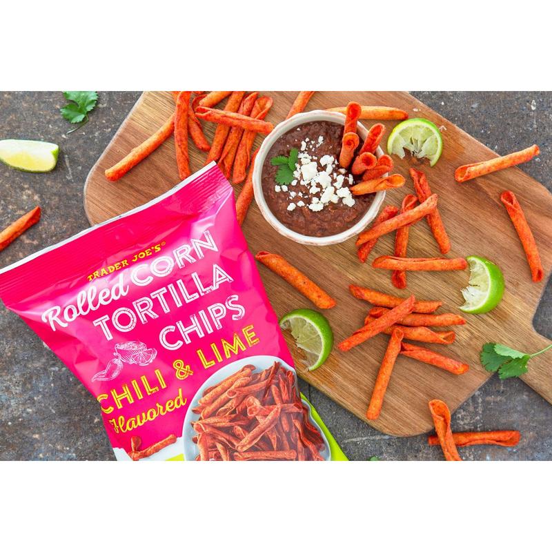Trader Joe's Chili and Lime Flavored Rolled Corn Tortilla Chips, Snacks, 9 oz. Crunchy Crispy