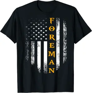 Vintage American USA Flag Foreman T-Shirt Fireman Cool Gift T-Shirt - Hufsakha Shop 21B07TNKZ1MM