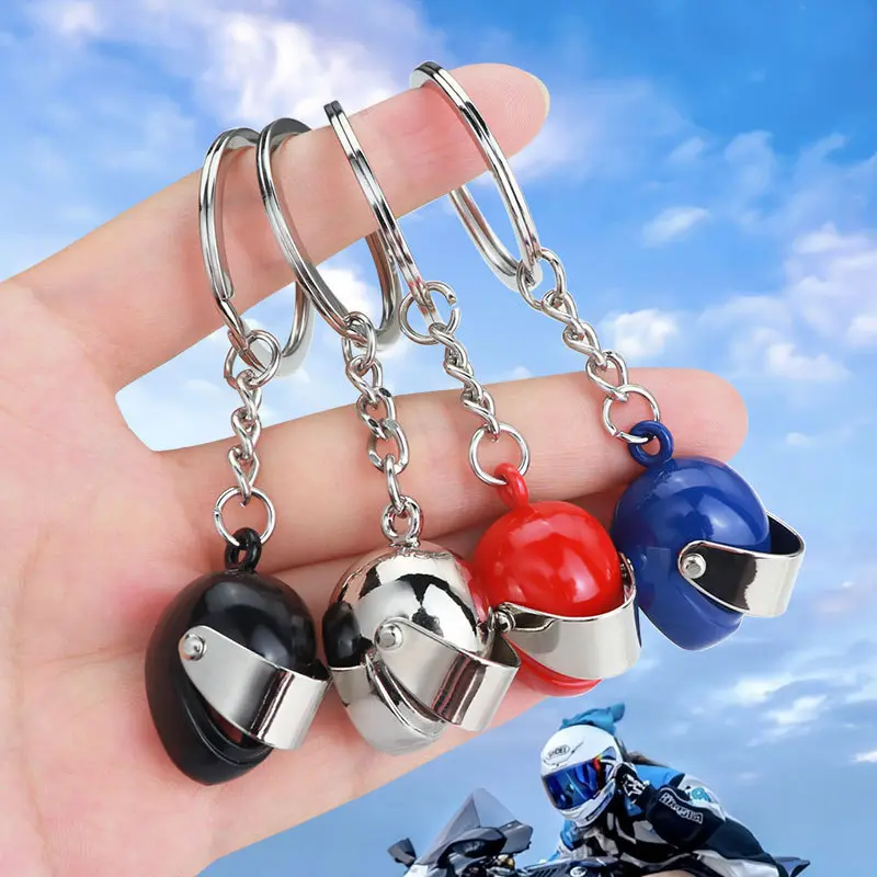 Mini 3D Alloy Helmet Key Chain Rings, Motorcycle Theme Metal Pendant, Automotive & Motorcycle Commemorative Souvenir Gift