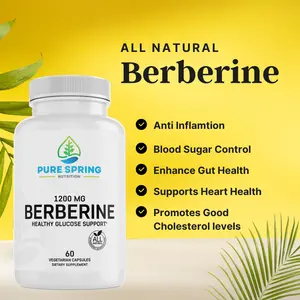 Pure Spring Nutrition's Berberine - 1200mg - Support Healthy Blood Sugar Levels - Healthcare, Supplement Fitness Dietary berberine