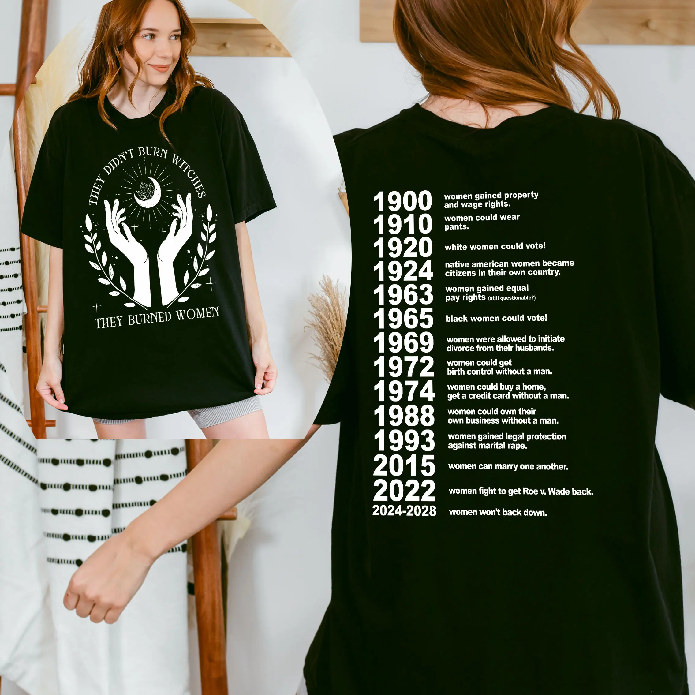 (Update 2028) They Didn't Burn Witches Shirt, Female Feminist Shirt, Witchy Feminist Tee, Girls Will Be Girls Shirt, Witchy Bachelorette,Witchy Feminist Shirt, Halloween Shirt Casual Comfort christmas gift ideas