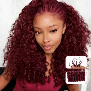 【Big Deal】#99J Burmese Curly Crochet Hair Extensions, Miracle Knots Pre-looped Bouncy Deep Wave Crochet Braids 100g/Pack Ready to Wear Glueless