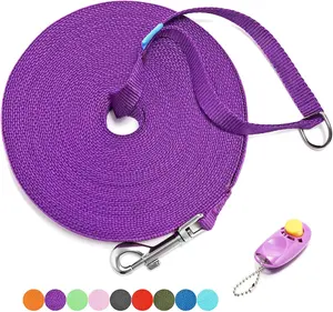 BAAPET 15/20/30/50/100 Ft Long Dog Training Leash with Clickers for Small, Medium and Large Dogs or Cats (30 Feet, Purple) Heima