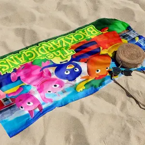 1 piece Backyardigans Character Compilation themed beach towel - Modern design geometric pattern flannel sofa blanket, suitable for beds and sofas, all-season use, super soft and comfortable, digitally printed pattern, 100% polyester material