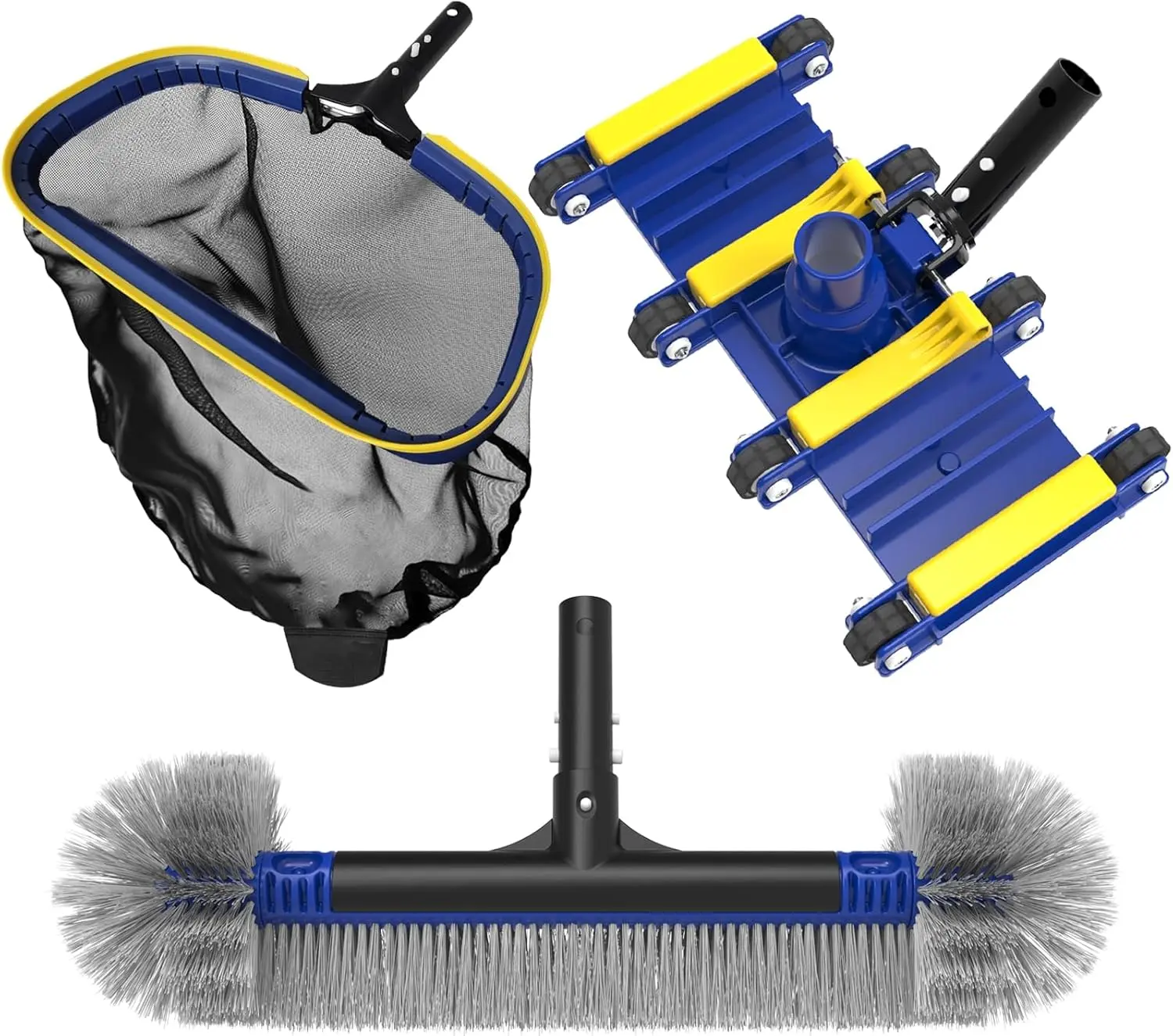 POOLWHALE 15 ft Telescopic Pool Pole & Deluxe Cleaning Kit Bundle, Includes 1 of 5 ft Telescopic Pole, 1 x Heavy-Duty Ultra Fine Mesh Net, 270-Micron Medium Mesh, 50 lbs Capacity for Pools, Hot Tubs summervibes☀️ Poolcleaner