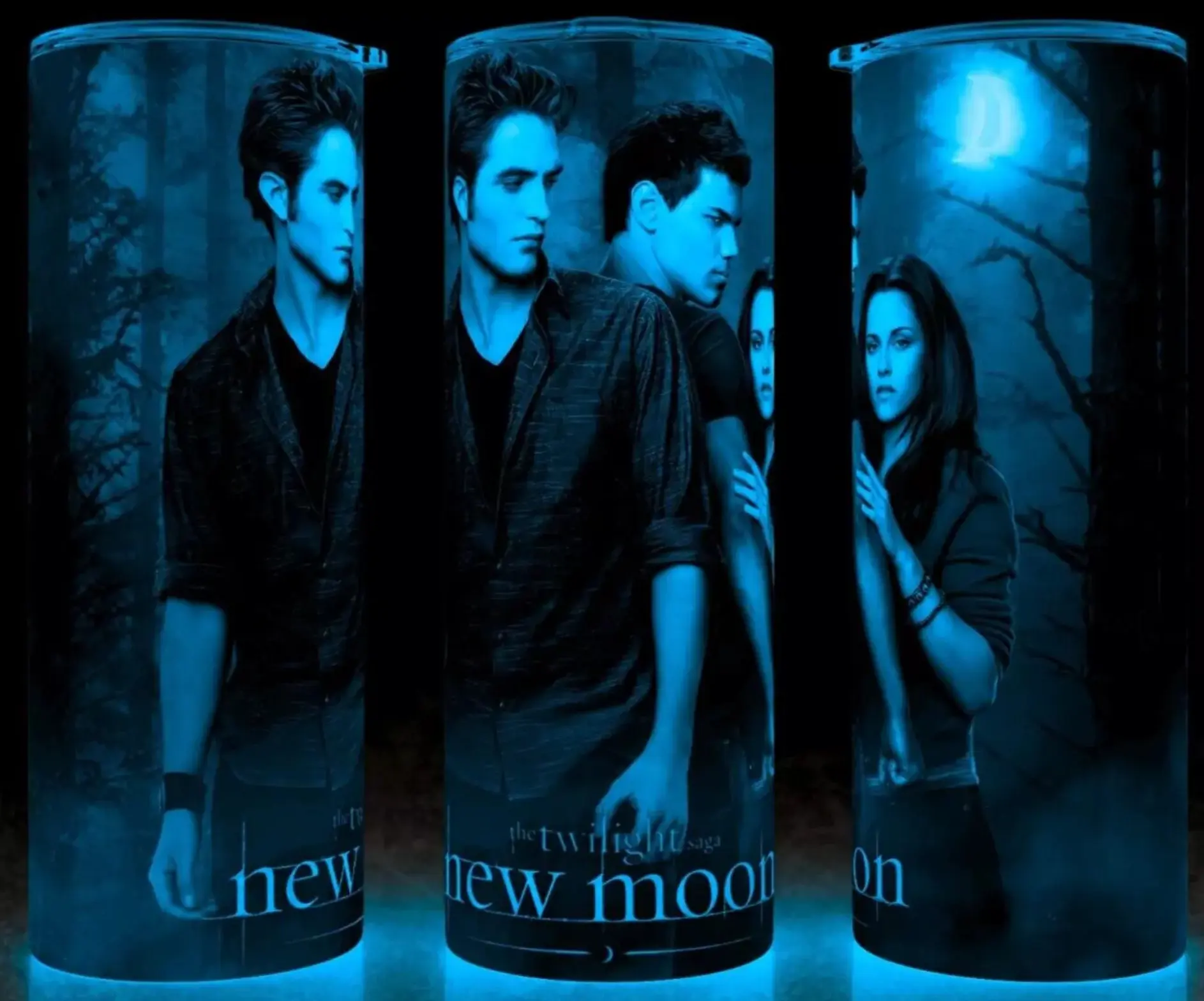 Glow in the Dark Twilight Saga - Bella - Jacob and Edward Vampire Movie Cup Mug Tumbler 20oz - Stainless Steel, Fantasy, Modern Drinkware - Washable Flasks Stylish