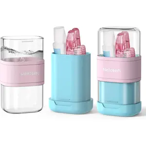 Toothbrush Travel Case Kit,Folding Tooth Brush Holder and Toothpaste Cover Container with Mouthwash Cup, Oral Organizer for Traveling,, Camping, Business Trip(1Pack)