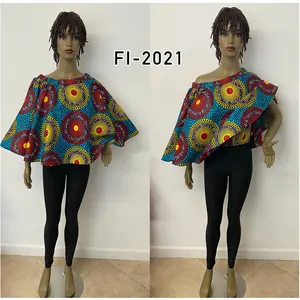 Women's Printed Off Shoulder Poncho Blouse - FI-2021