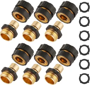 3/4 Inch Garden Hose Quick Release Fittings, Male Female Water Pipe Quick Connect Coupler, 6 Pack Outdoor Garden Irrigation Connector