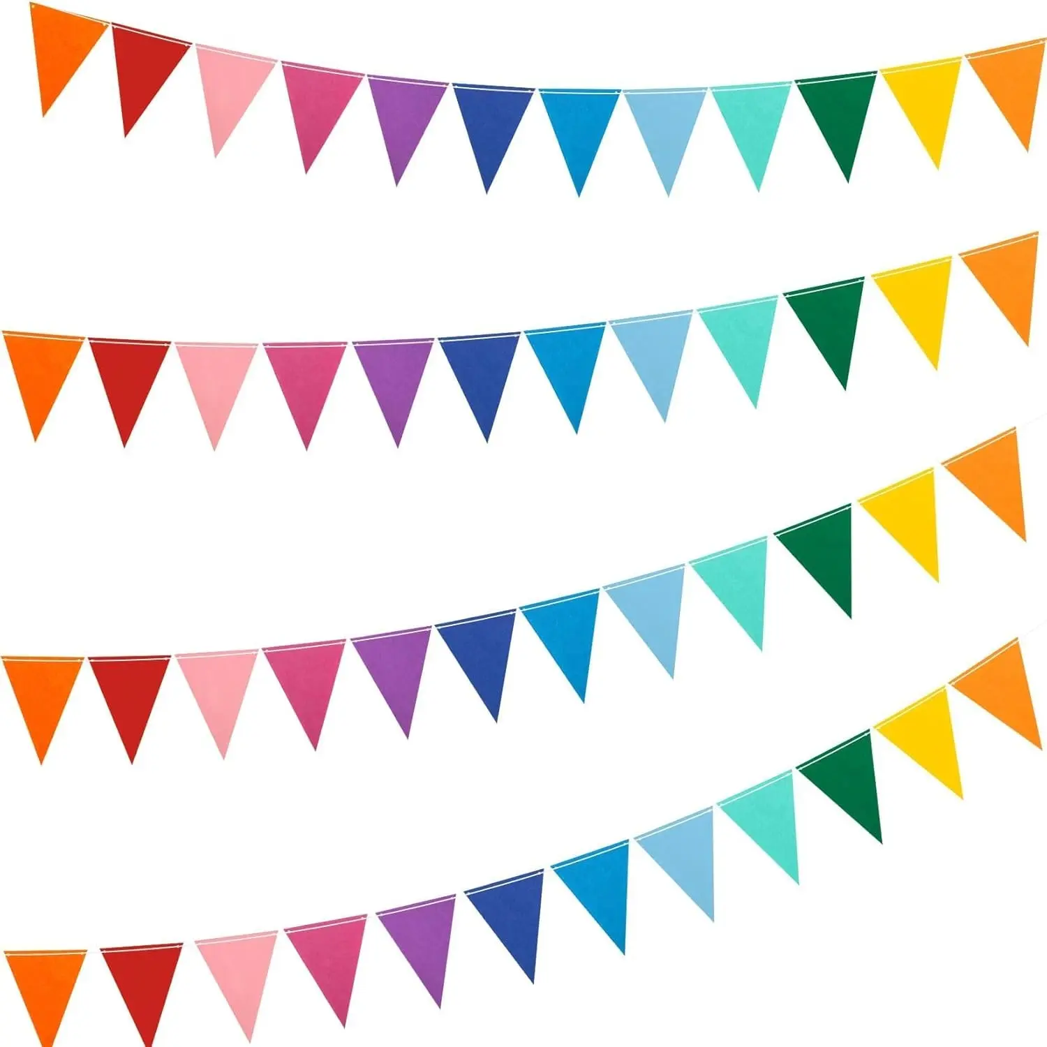 12 Colors Pennant Banner Flags - 4 Sets Flag Banner Felt Garland Banners for Carnival Birthday Party Decorations,Christmas Decor,Classroom Decor,Reusable Triangle Flags Bunting
