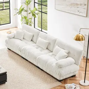 Modular Sectional Sofa Cloud Couch 3-Seater Deep Seat Sofa Couch, Oversized Couch Bed Sectional Couch with Round Bolster Armrests 5 Pillows, Modern Sofa Comfy Couch for Living Room