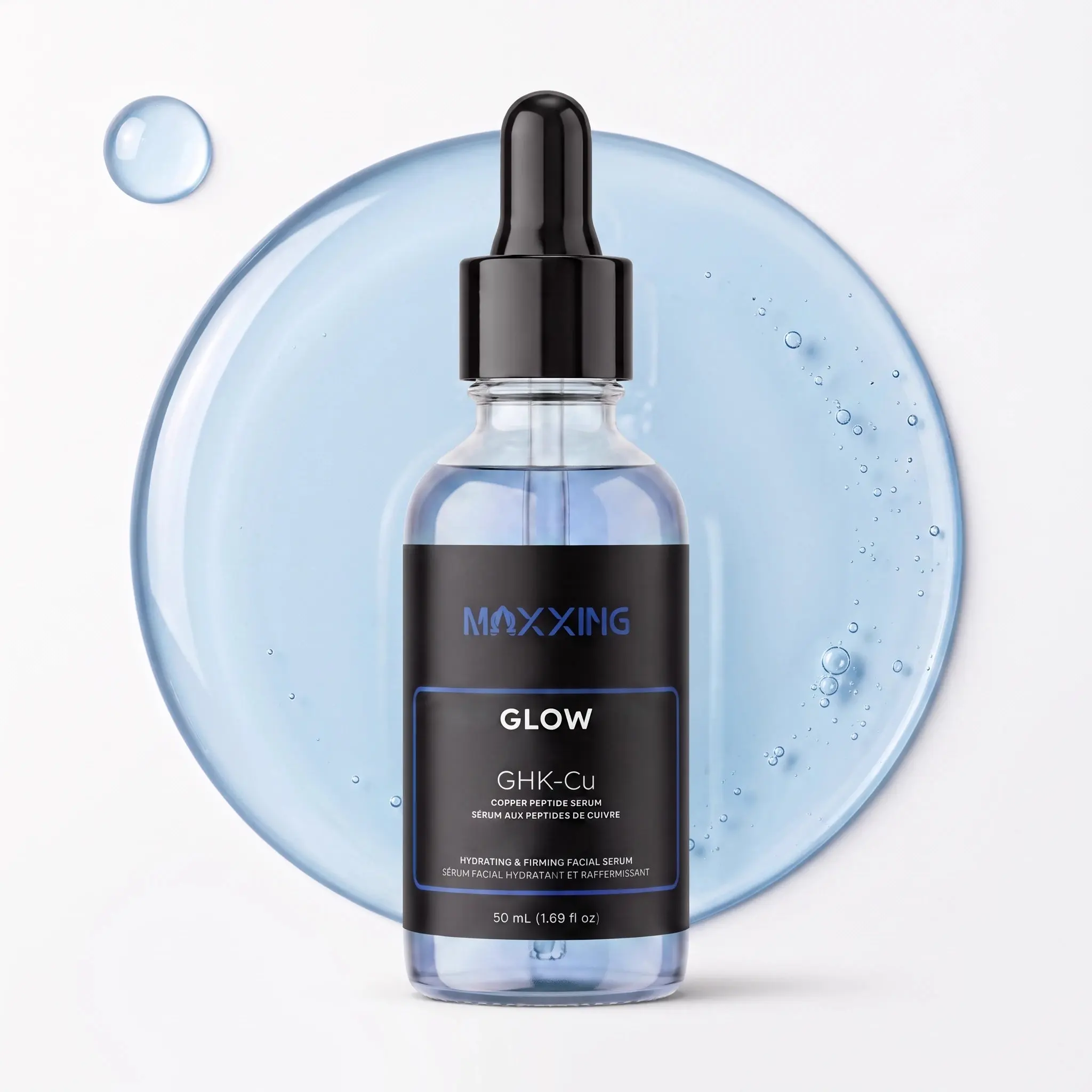 MAXXING Glow GHK-Cu Copper Peptide Retinol Serum (0.2%), Unscented Daily Fast-Absorbing Face & Neck Serum for Firmer Radiant Skin, 50ml Formula for All Skin Types, All Types